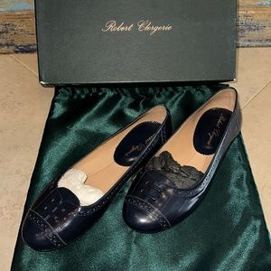 Robert Clergerie blue leather ballet flat mules size 7.5